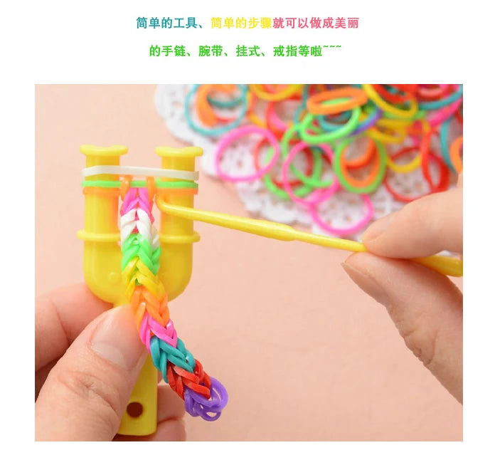 600pcs Loom Rubber Bands Kit – Rainbow Rubber Bands for Kids DIY Bracelet Making or Hair Accessories – Fun Creative Craft Toy Gift