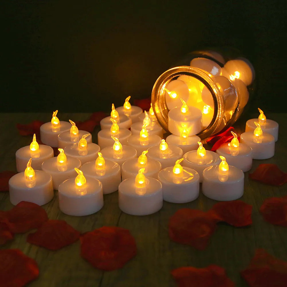24-Piece Flickering LED Candle Tealights – Flameless Battery Candles with Optional Remote Control for Weddings, Home & Christmas Décor