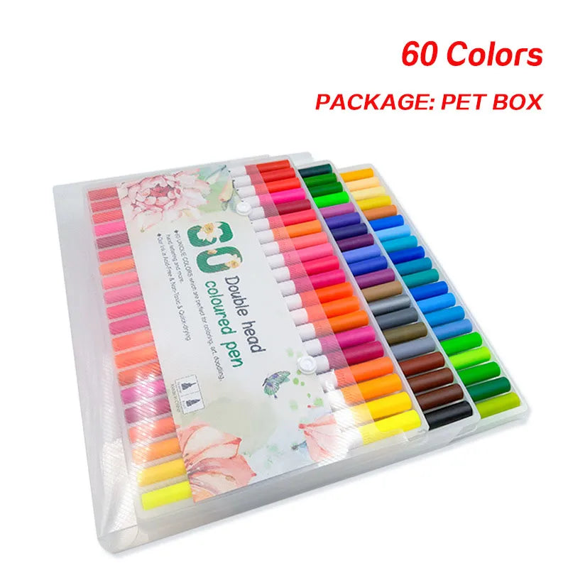 Dual Tip Brush and Fine Line Marker Pens – Washable Watercolor Pens for Drawing and Painting