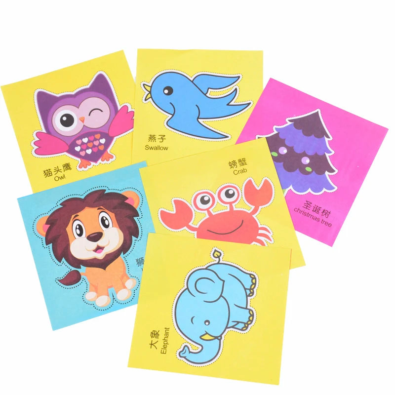 96pcs Kids Paper Craft Kit – Cartoon Animal DIY Folding & Cutting Art Set – Educational Handcraft Toys for Children