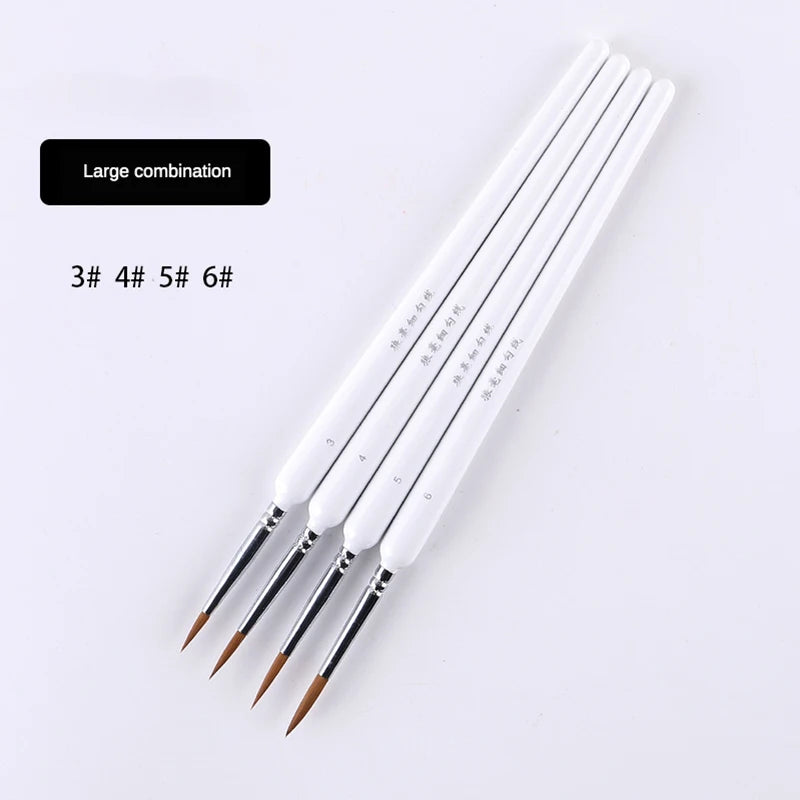 4/5/10-Piece Miniature Hook Line Paint Brush Set – Weasel Hair Brushes for Watercolor, Gouache, Oil, and Acrylic