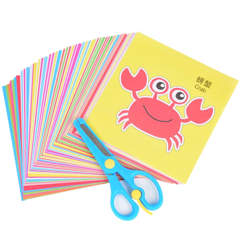 96pcs Kids Paper Craft Kit – Cartoon Animal DIY Folding & Cutting Art Set – Educational Handcraft Toys for Children