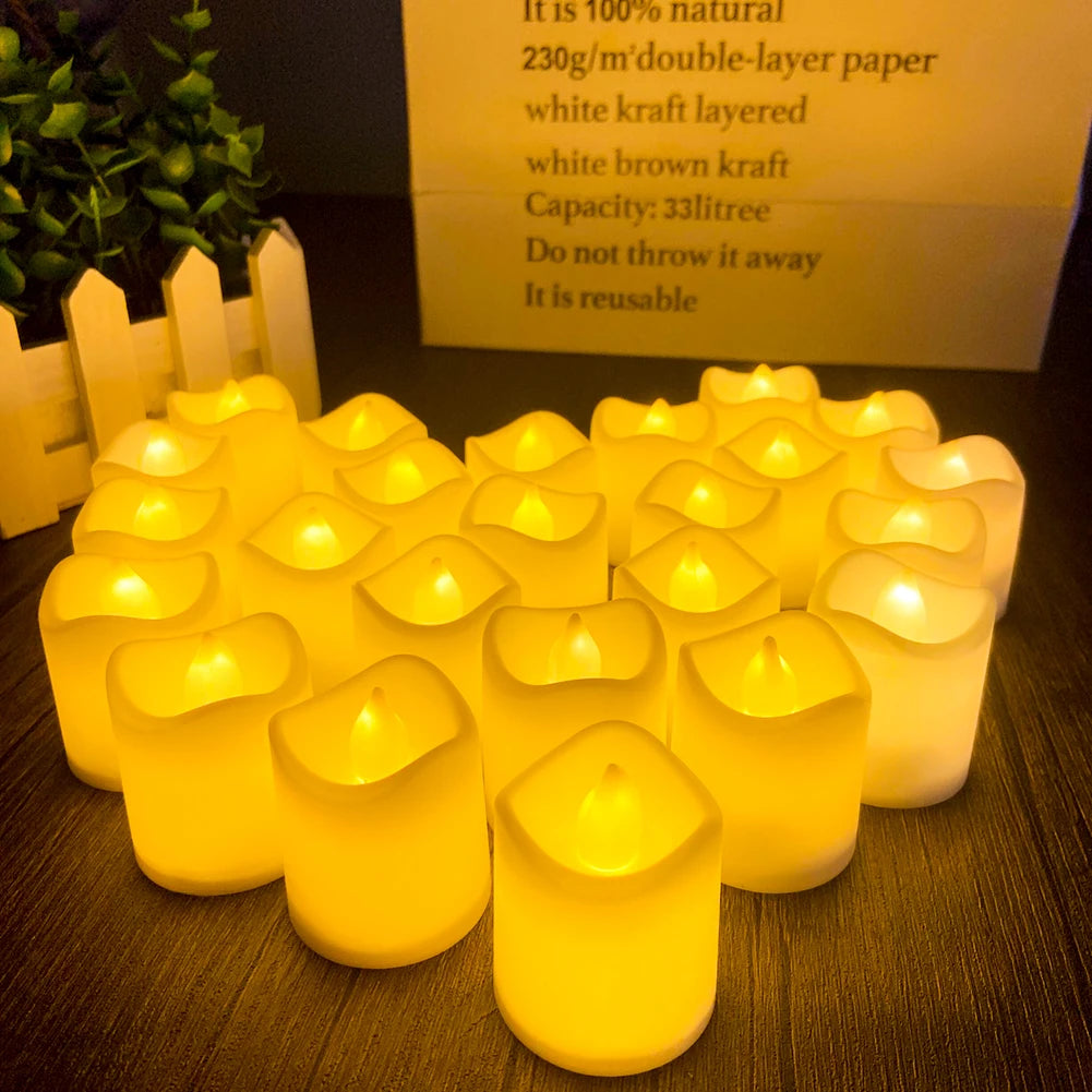 24-Piece Flickering LED Candle Tealights – Flameless Battery Candles with Optional Remote Control for Weddings, Home & Christmas Décor