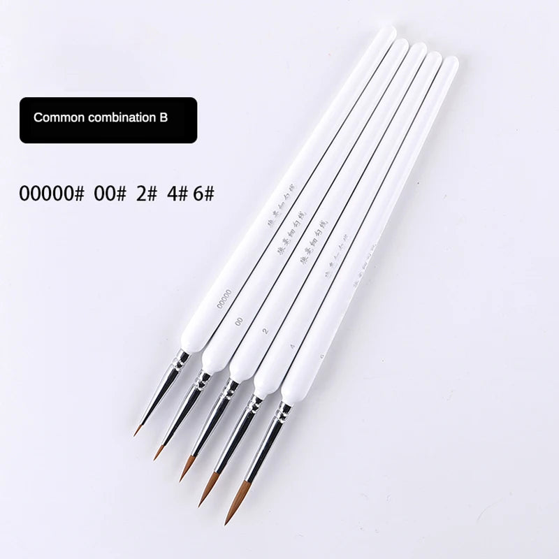 4/5/10-Piece Miniature Hook Line Paint Brush Set – Weasel Hair Brushes for Watercolor, Gouache, Oil, and Acrylic