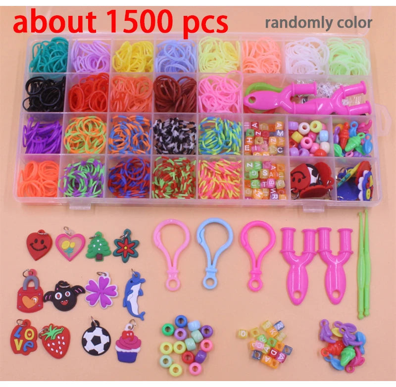 Colorful Loom Bands Set – 600-1500pcs DIY Bracelet Making Kit