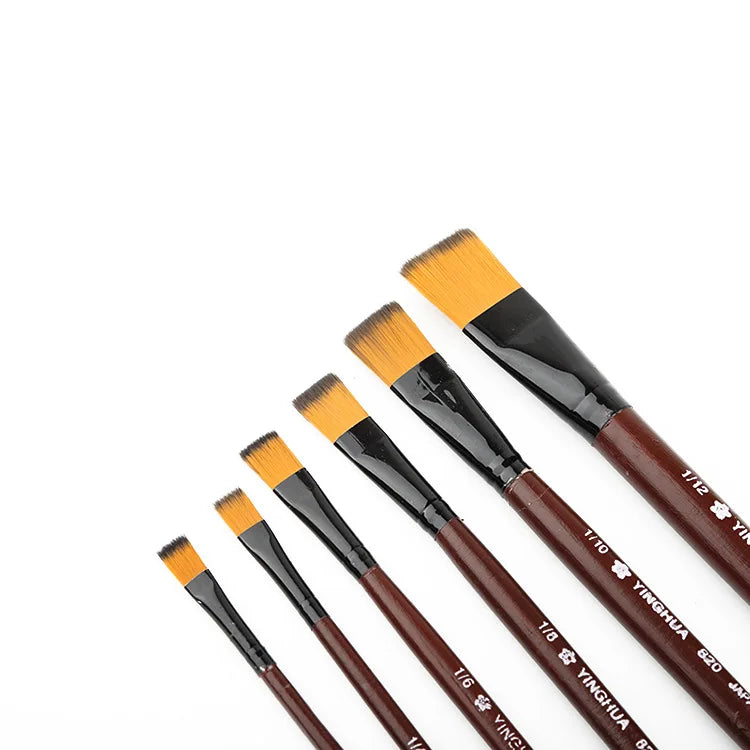 6-Piece Artist Paint Brush Set – High-Quality Nylon Hair with Wooden Handles for Watercolor, Acrylic, and Oil Painting