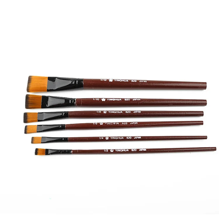 6-Piece Artist Paint Brush Set – High-Quality Nylon Hair with Wooden Handles for Watercolor, Acrylic, and Oil Painting