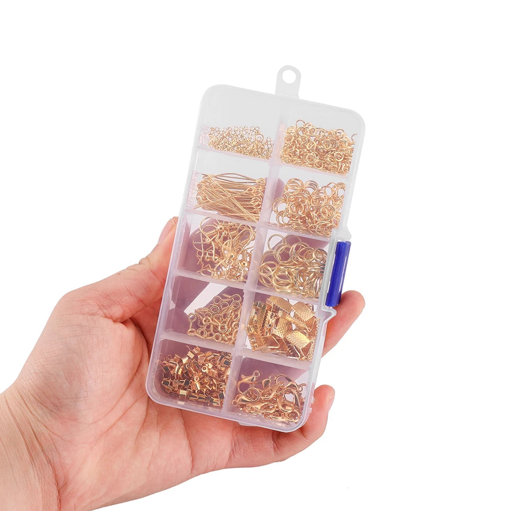 Alloy Jewelry Findings Set – Lobster Clasps, Open Jump Rings, Earring Hooks & Repair Tools for DIY Jewelry Making