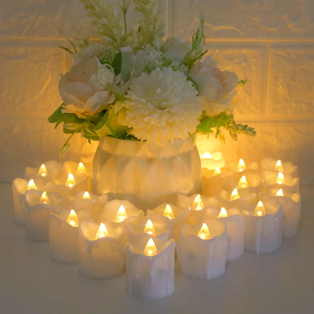 24-Piece Flickering LED Candle Tealights – Flameless Battery Candles with Optional Remote Control for Weddings, Home & Christmas Décor