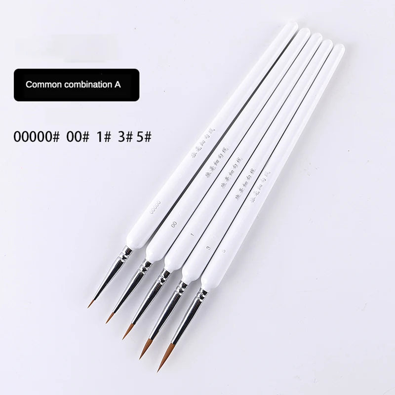 4/5/10-Piece Miniature Hook Line Paint Brush Set – Weasel Hair Brushes for Watercolor, Gouache, Oil, and Acrylic