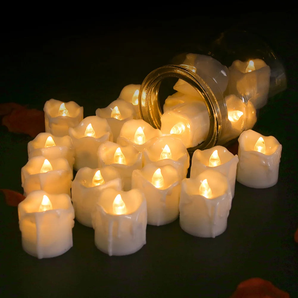 24-Piece Flickering LED Candle Tealights – Flameless Battery Candles with Optional Remote Control for Weddings, Home & Christmas Décor