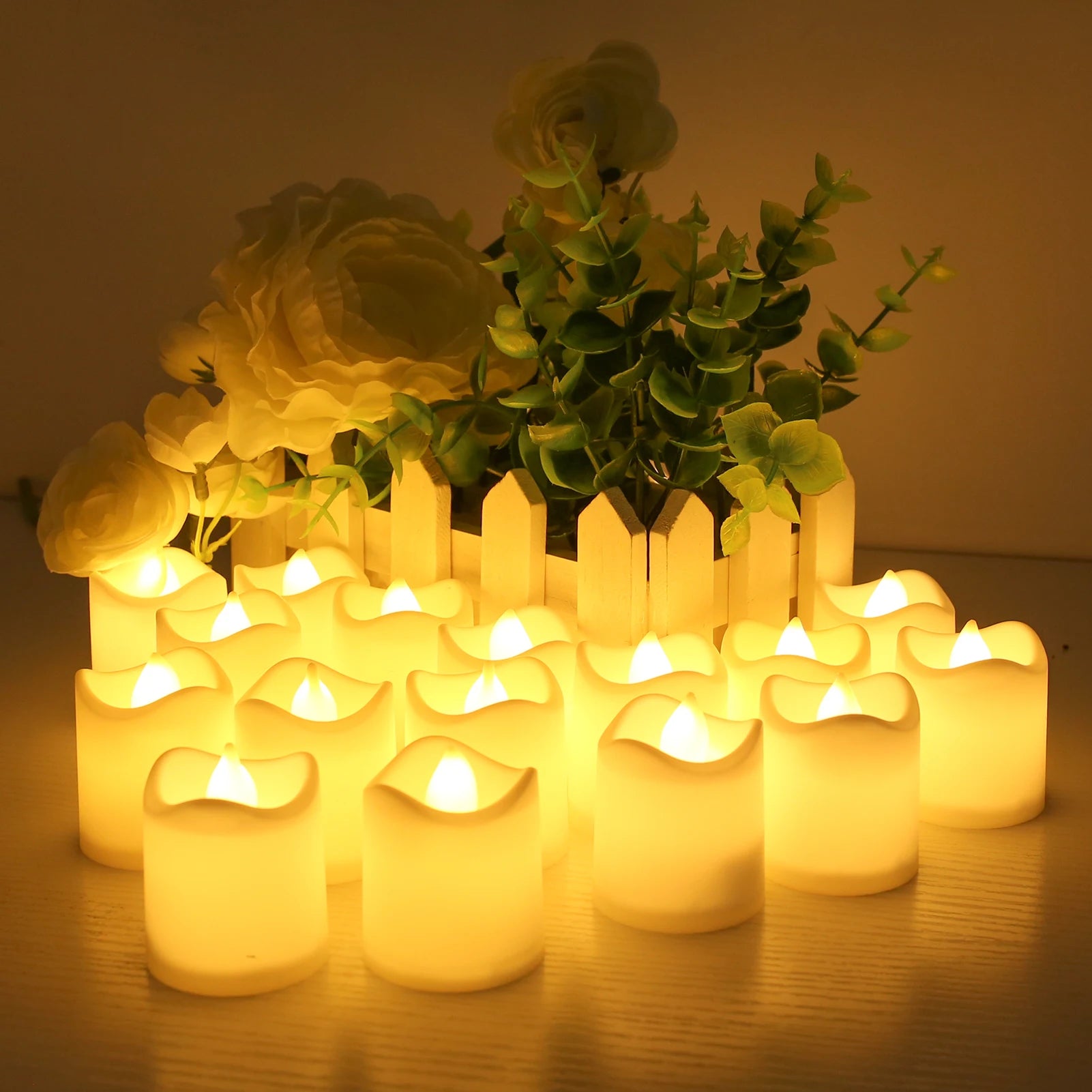 24-Piece Flickering LED Candle Tealights – Flameless Battery Candles with Optional Remote Control for Weddings, Home & Christmas Décor