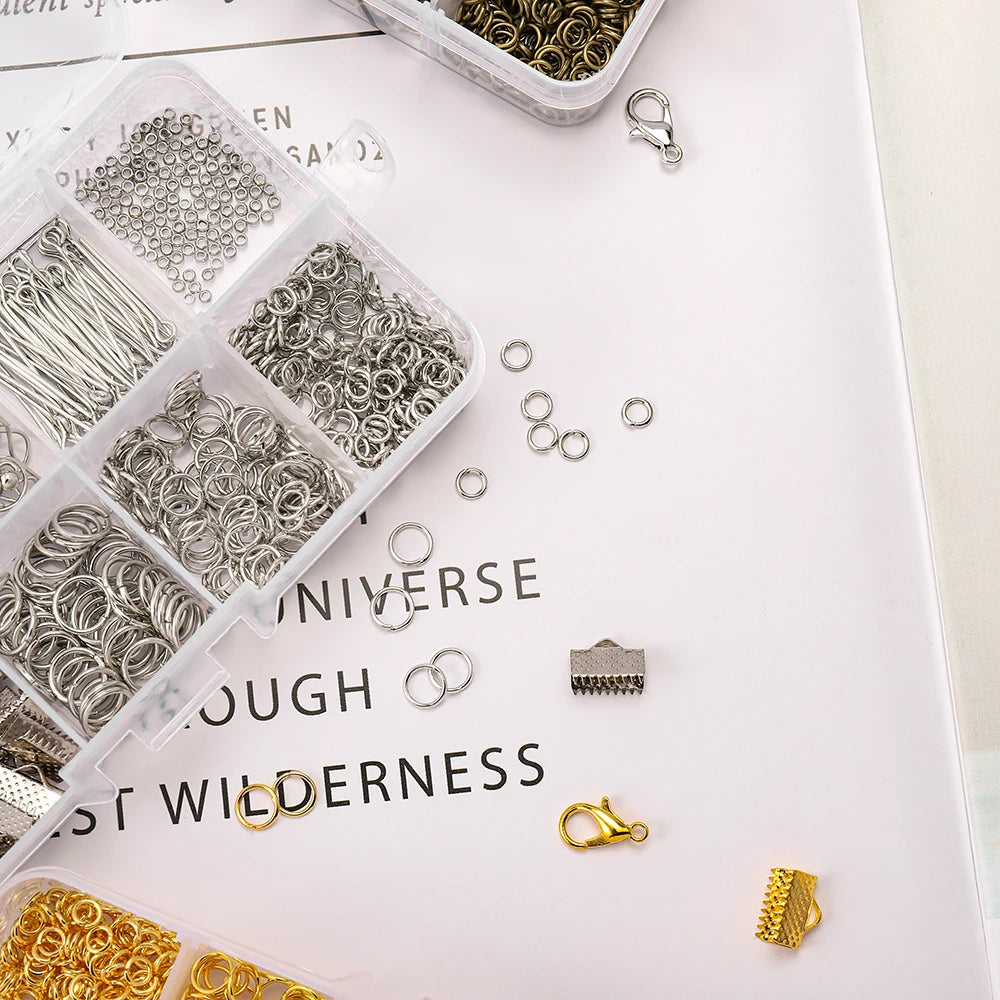 Alloy Jewelry Findings Set – Lobster Clasps, Open Jump Rings, Earring Hooks & Repair Tools for DIY Jewelry Making