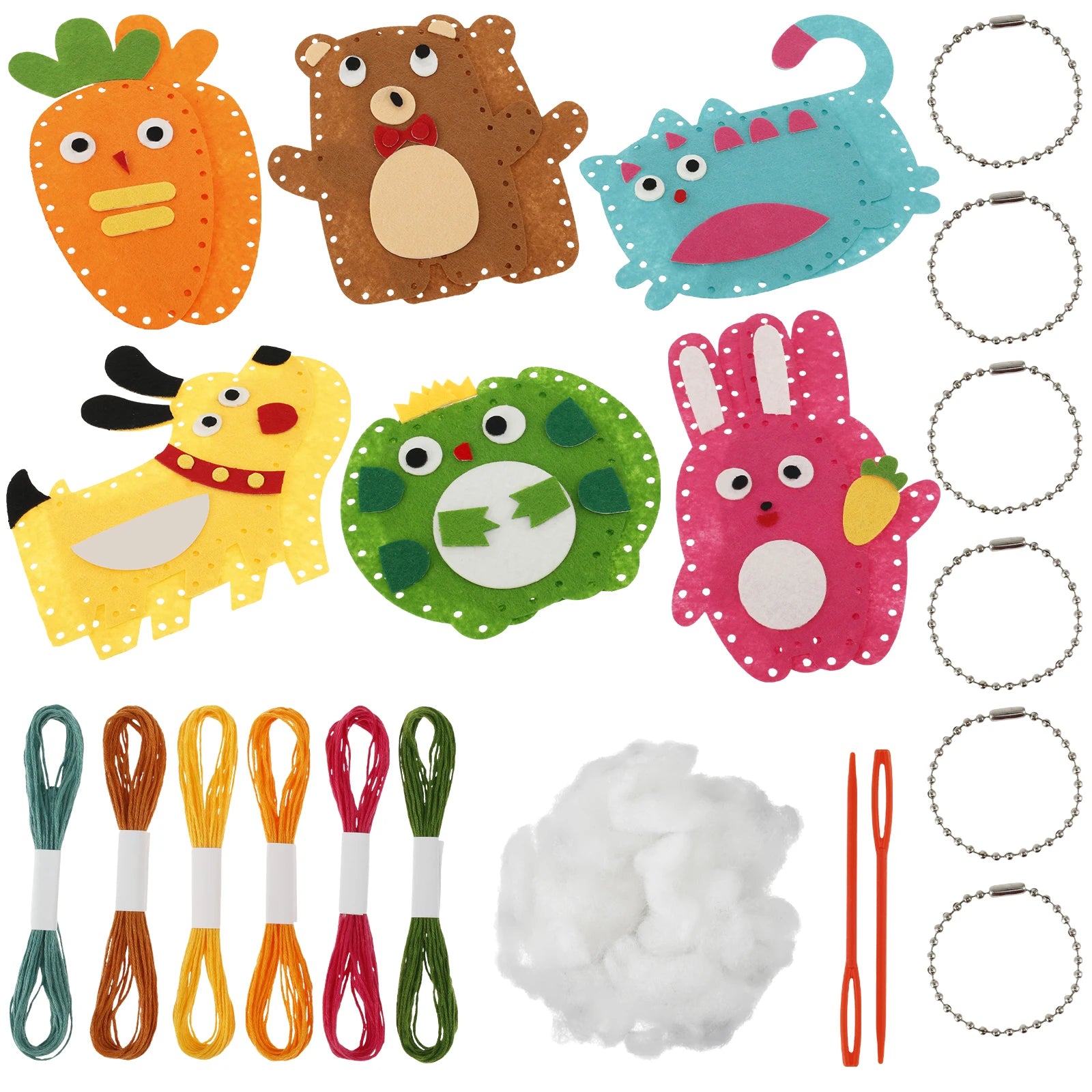 DIY Sewing Animals Craft Kit – Forest Creatures Felt Plush Toys for Kids – Beginner Sewing Set for Creative Play