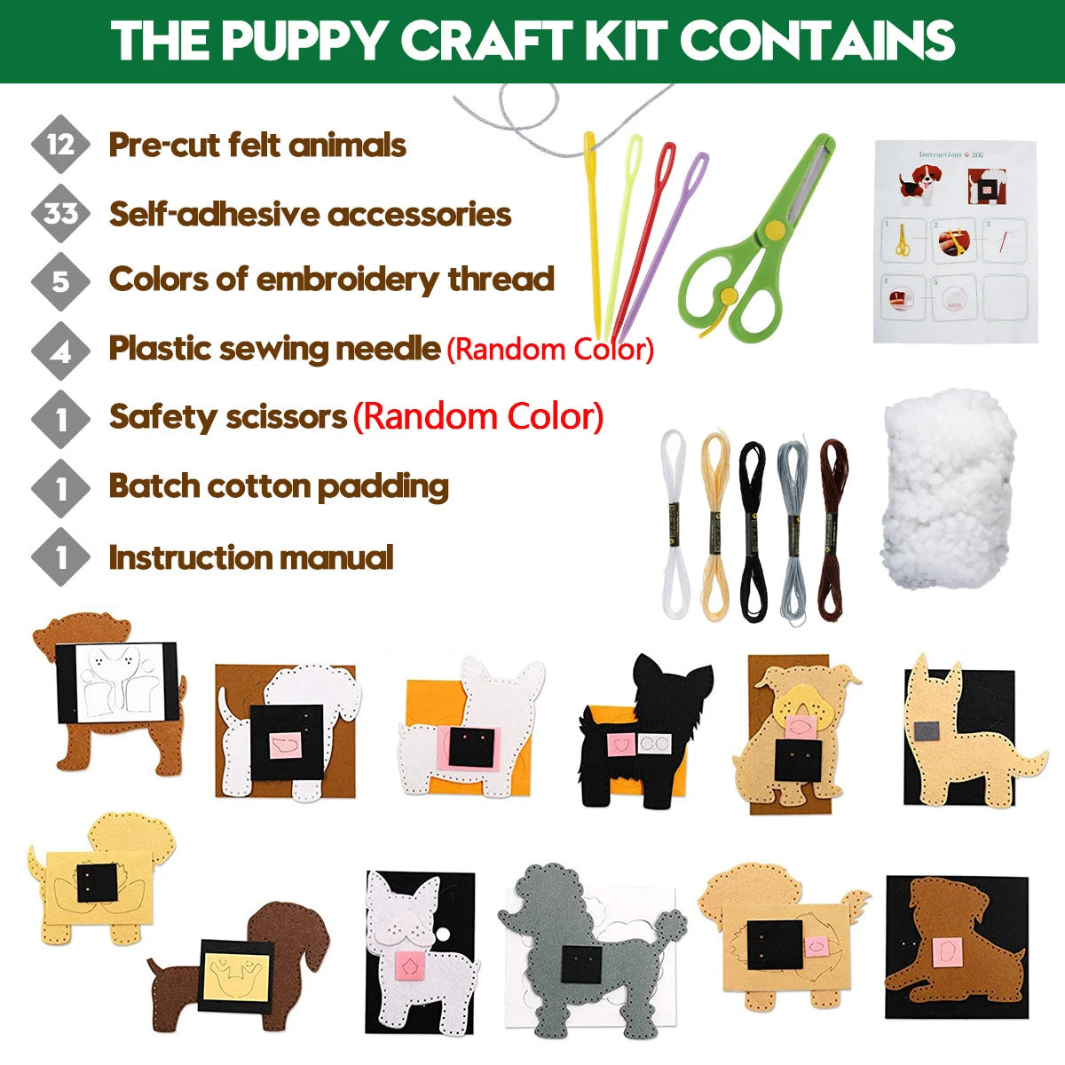 DIY Sewing Animals Craft Kit – Forest Creatures Felt Plush Toys for Kids – Beginner Sewing Set for Creative Play