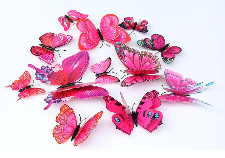 12pcs 3D Double Layer Butterfly Wall Stickers – DIY Magnetic Wall Art for Living Room, Kids Room & Wedding Decor