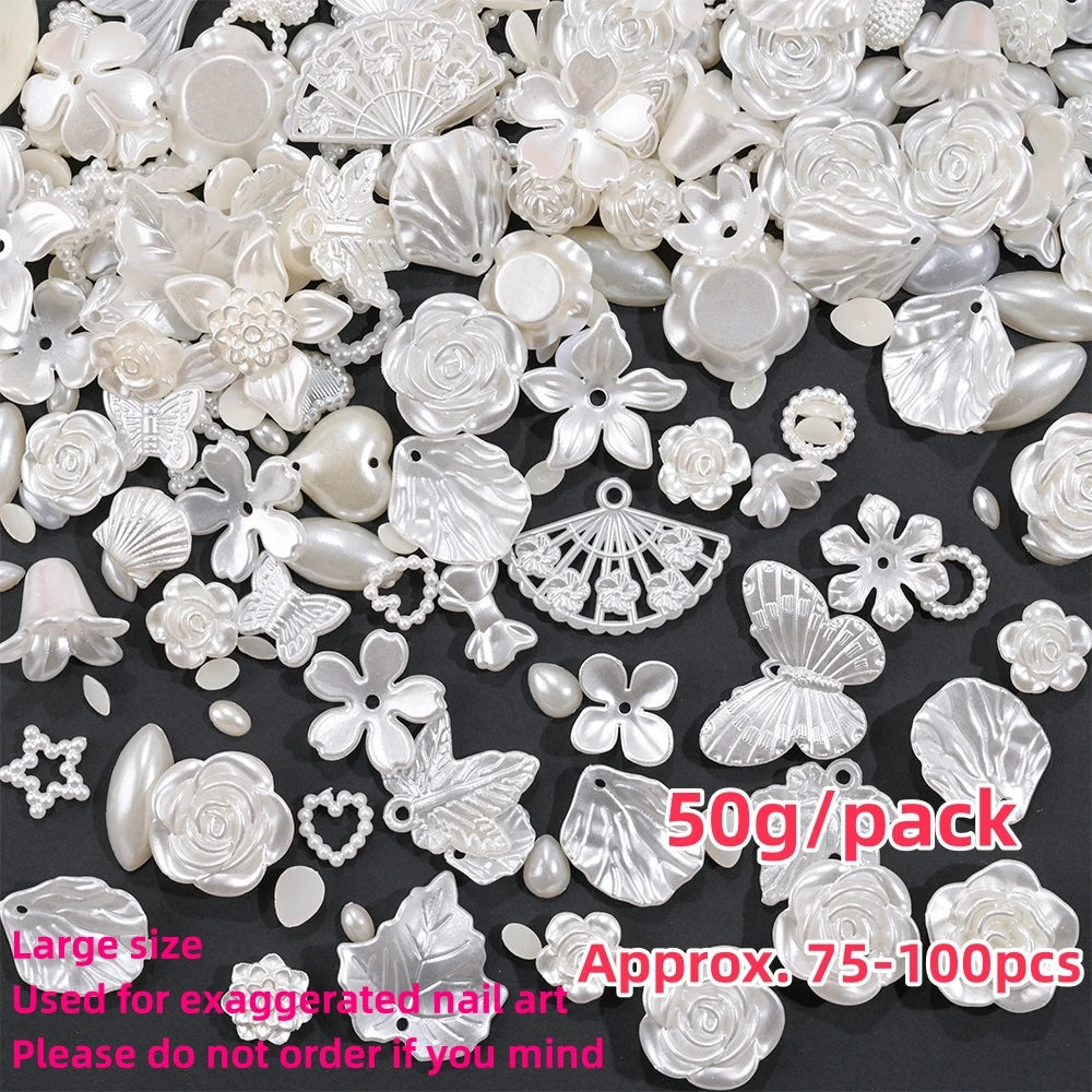 500–600pcs Mixed Resin Nail Art Charms – Y2K Flower, Heart, and Bear Decorations for DIY Manicure Accessories