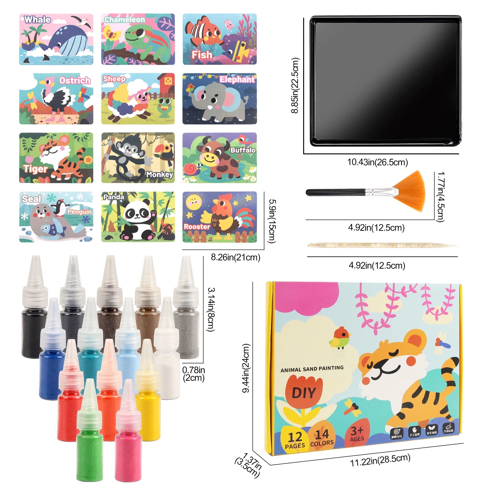 Sand Art Kit for Kids – 12 Princess Sand Painting Cards with 14 Colors – DIY Montessori Crafts, Educational Toys & Creative Gifts for Girls and Boys Ages 4–10