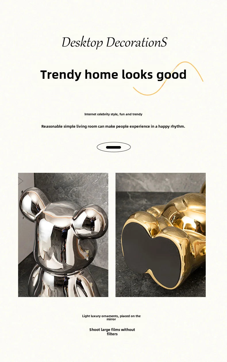 17/27/cm Aesthetic Bear brick Ceramic Staute Teddy Bear decor action figure Sculptures Ornament for room Home Decoration Crafts