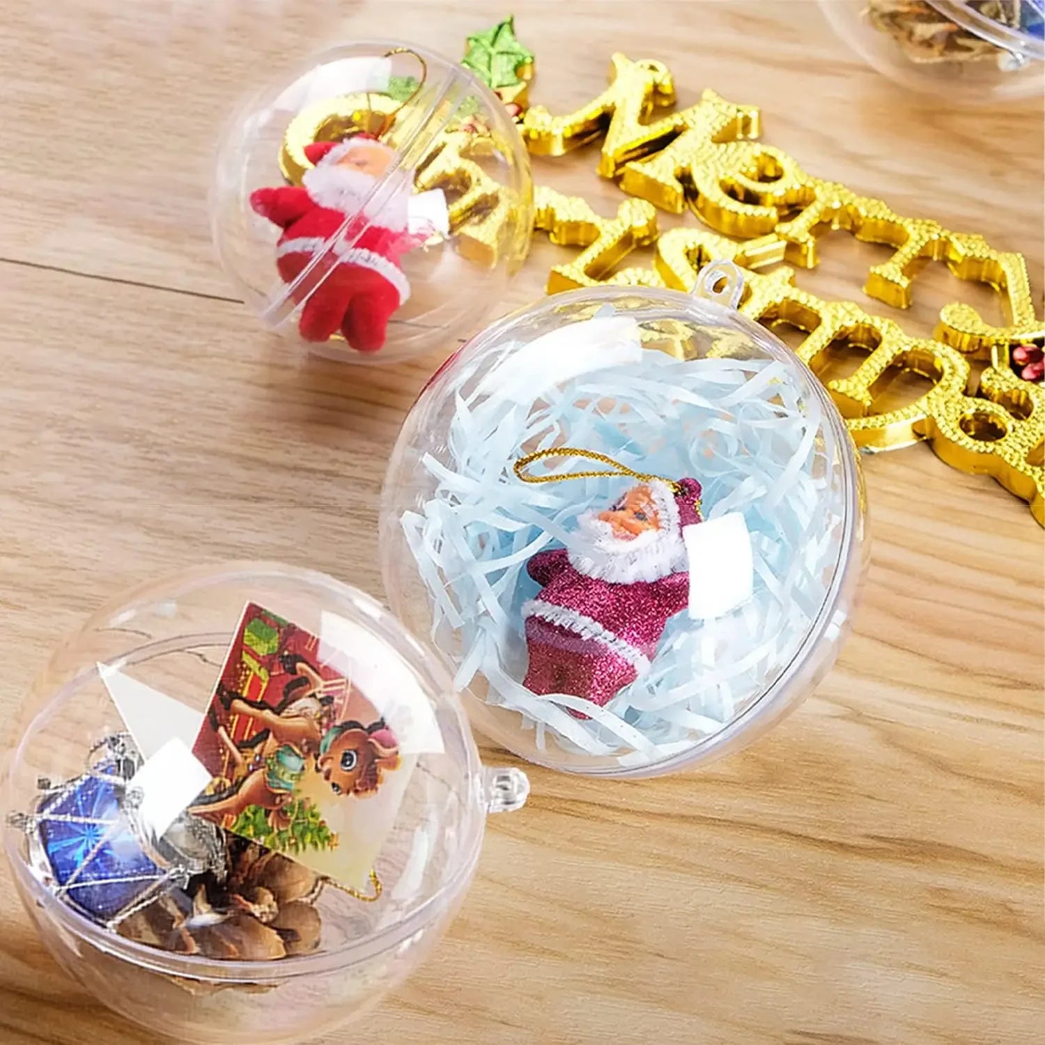 Wholesale Transparent DIY Plastic Ball Ornaments – Fillable Hanging Decoration for Christmas Tree, Wedding & Party Gifts