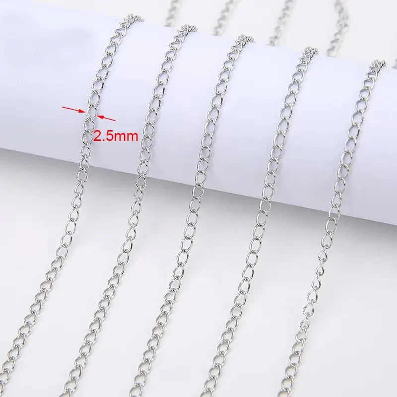 2m Stainless Steel Chains – Gold Color Ball Bead & Cuban Link Chain Bulk for DIY Necklace and Bracelet Making