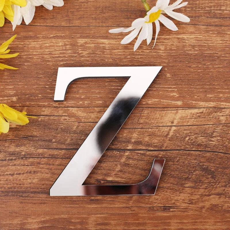 3D Acrylic Mirror Alphabet & House Number Wall Stickers – Decorative DIY Letters and Numbers
