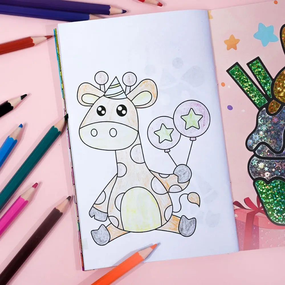 DIY Magic Transfer Painting Mini Coloring Book – Kids Foil Art & Craft Set, Educational Montessori Drawing Toy, Birthday Gift