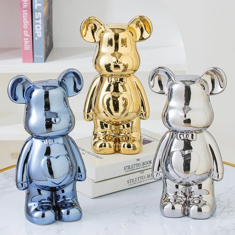 17/27/cm Aesthetic Bear brick Ceramic Staute Teddy Bear decor action figure Sculptures Ornament for room Home Decoration Crafts