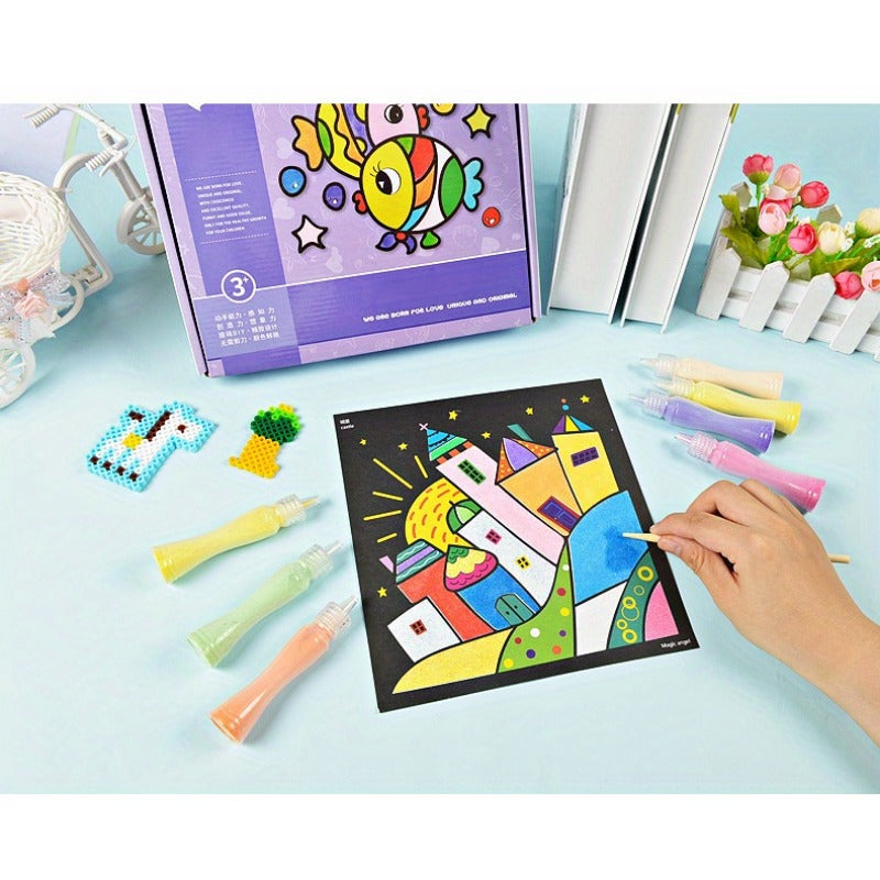Kids’ Sand Painting Set – DIY Colored Sand Art Kit for Boys and Girls Handmade Craft Toys