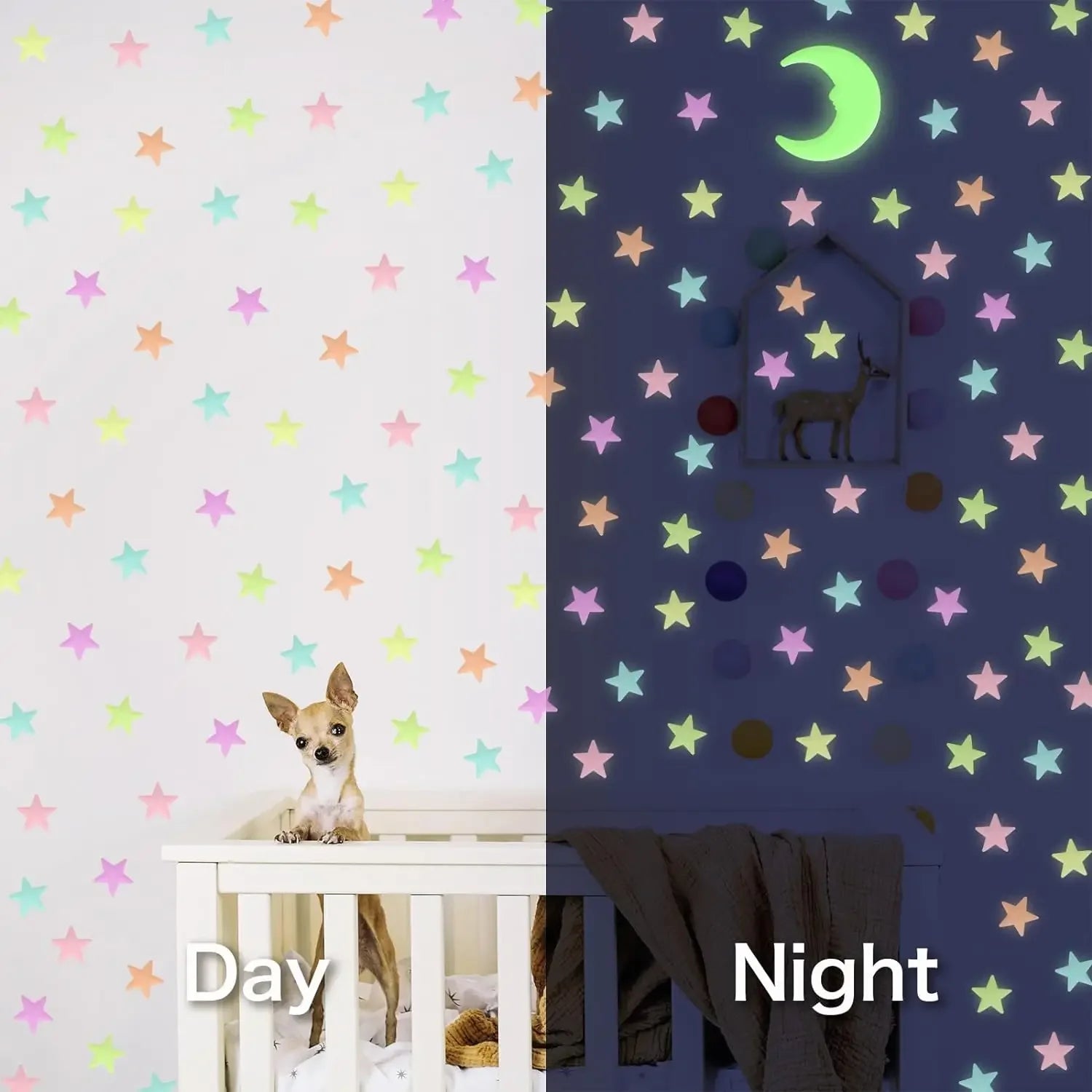 50/1000pcs Glow in the Dark Stars – 3D Fluorescent Wall Stickers for Kids Room & Ceiling Decor