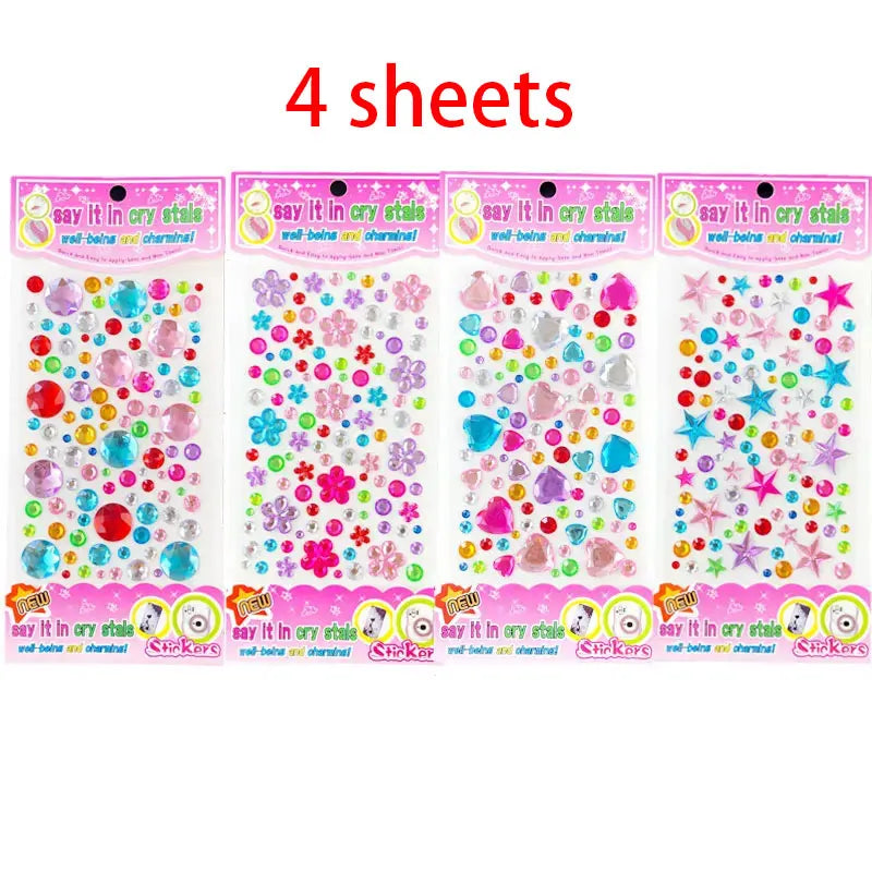 109-430+pcs Bling Gem Stickers Rhinestone Self Adhesive Jewel Sticker Children Kids Girl Craft Makeup DIY Eye Nail Assorted Size