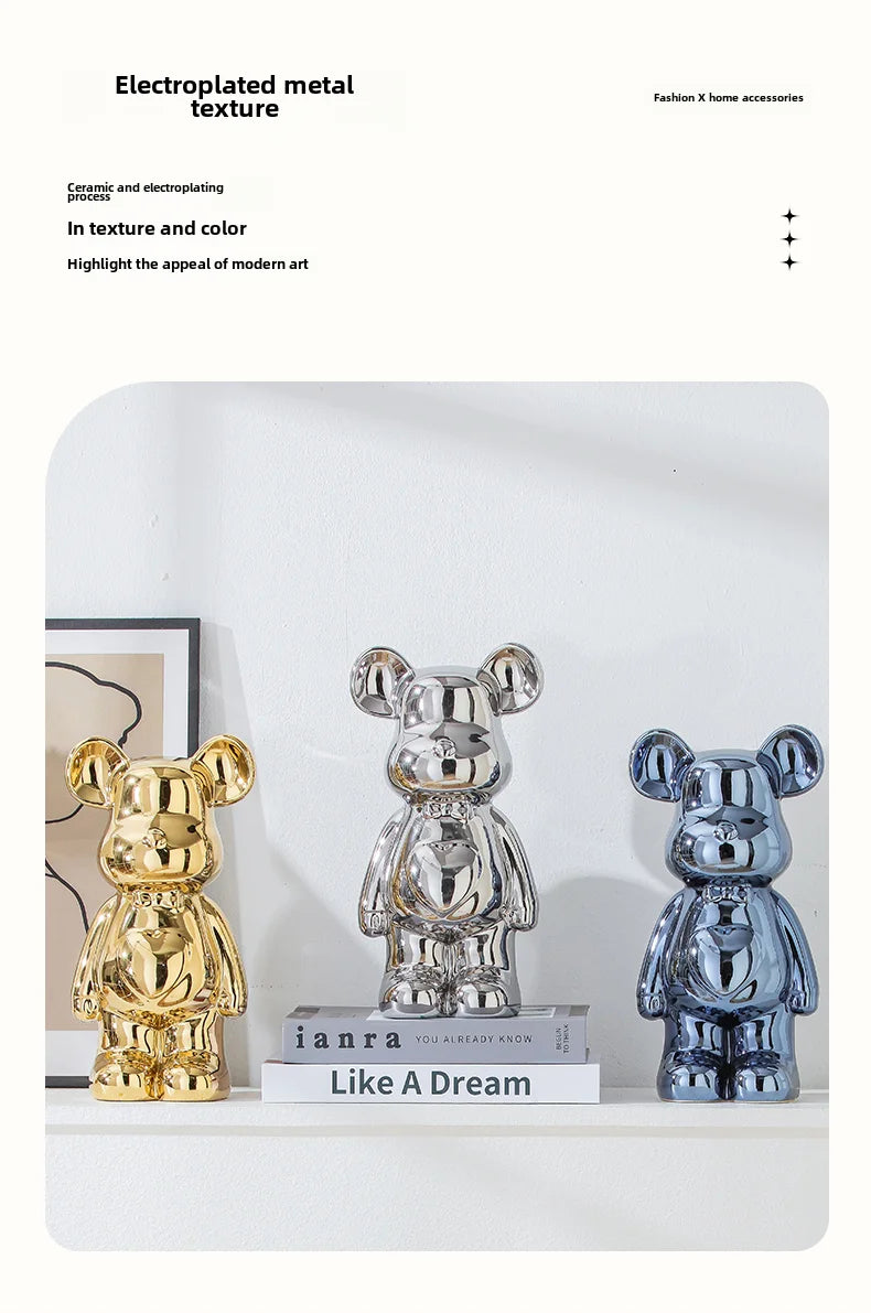 17/27/cm Aesthetic Bear brick Ceramic Staute Teddy Bear decor action figure Sculptures Ornament for room Home Decoration Crafts