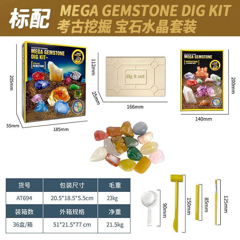 Gemstone Dig and Discover Kit – Crystal Mining Educational Toy for Kids