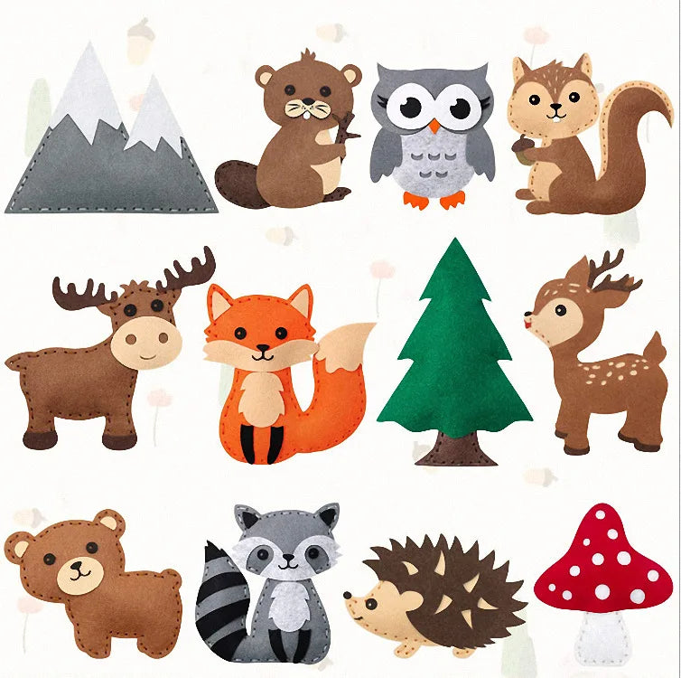 Woodland Animals Craft Kit – DIY Sewing Felt Plush Forest Creatures for Kids Beginners – Educational Arts and Crafts Set with Pre-Cut Felt and Instructions
