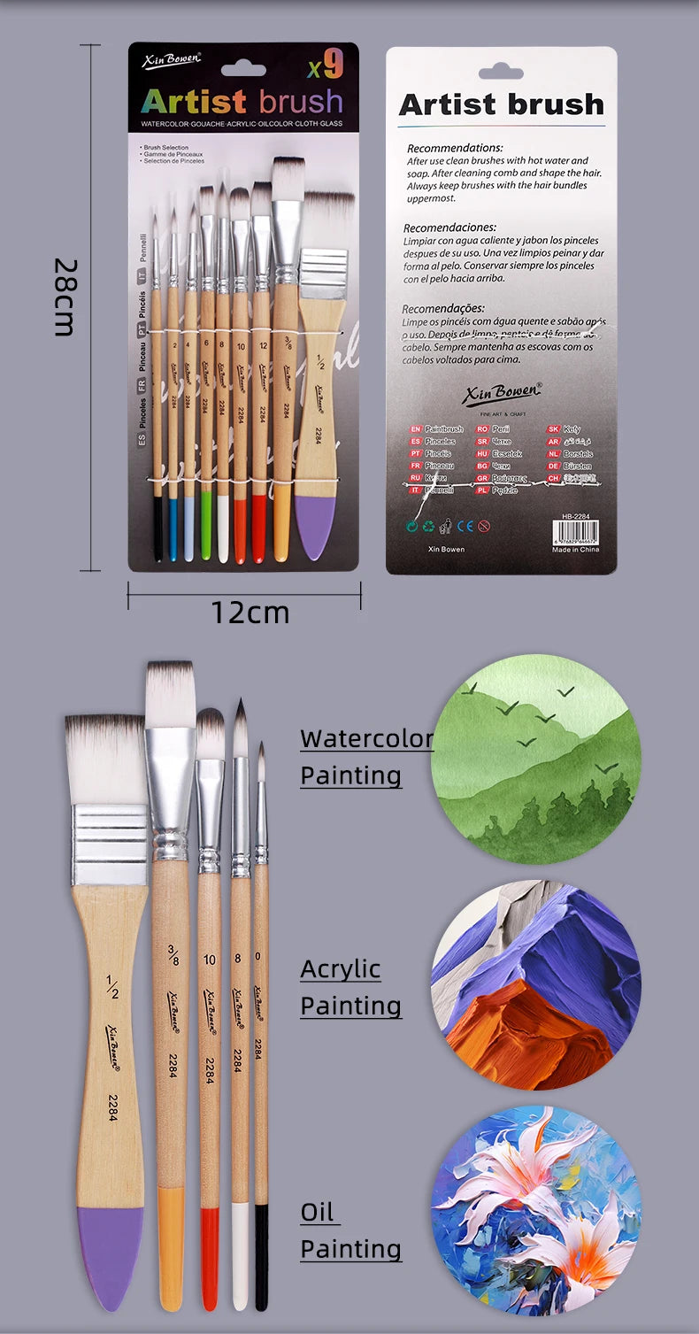 Nylon Paint Brush Set – Art Supplies for Beginners and Professionals, Ideal for Watercolor, Acrylic, and Oil Painting