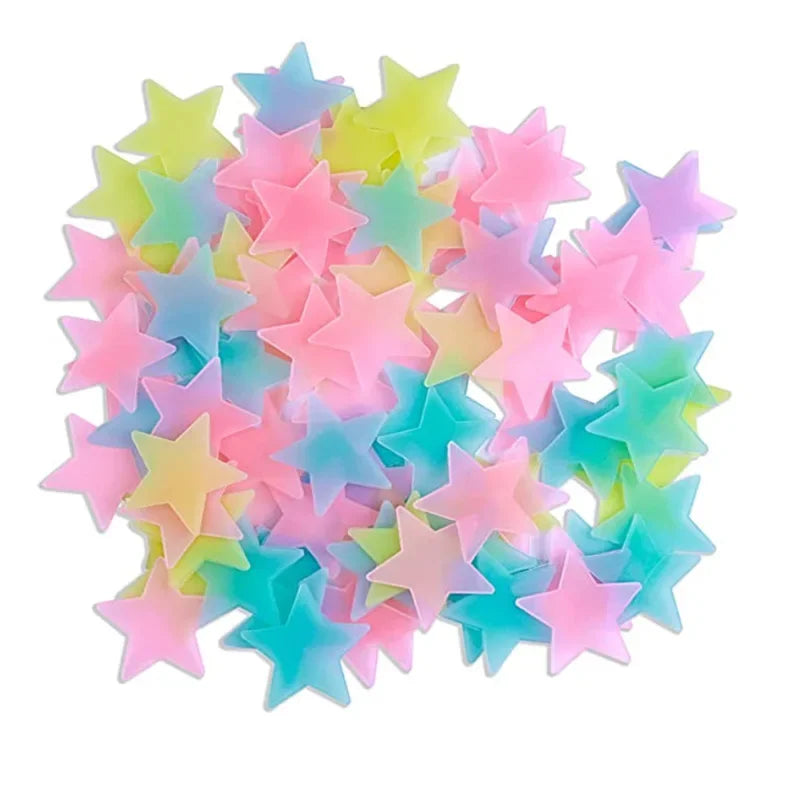 50/1000pcs Glow in the Dark Stars – 3D Fluorescent Wall Stickers for Kids Room & Ceiling Decor
