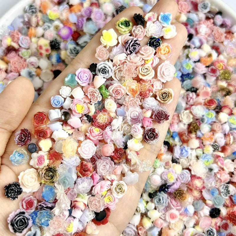 50-Piece Mixed Resin Nail Charms – Bow, Heart, Flower, Star, Cookie & Fruit Decorations for DIY Nail Art