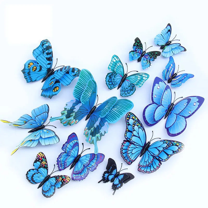 12pcs 3D Double Layer Butterfly Wall Stickers – DIY Magnetic Wall Art for Living Room, Kids Room & Wedding Decor