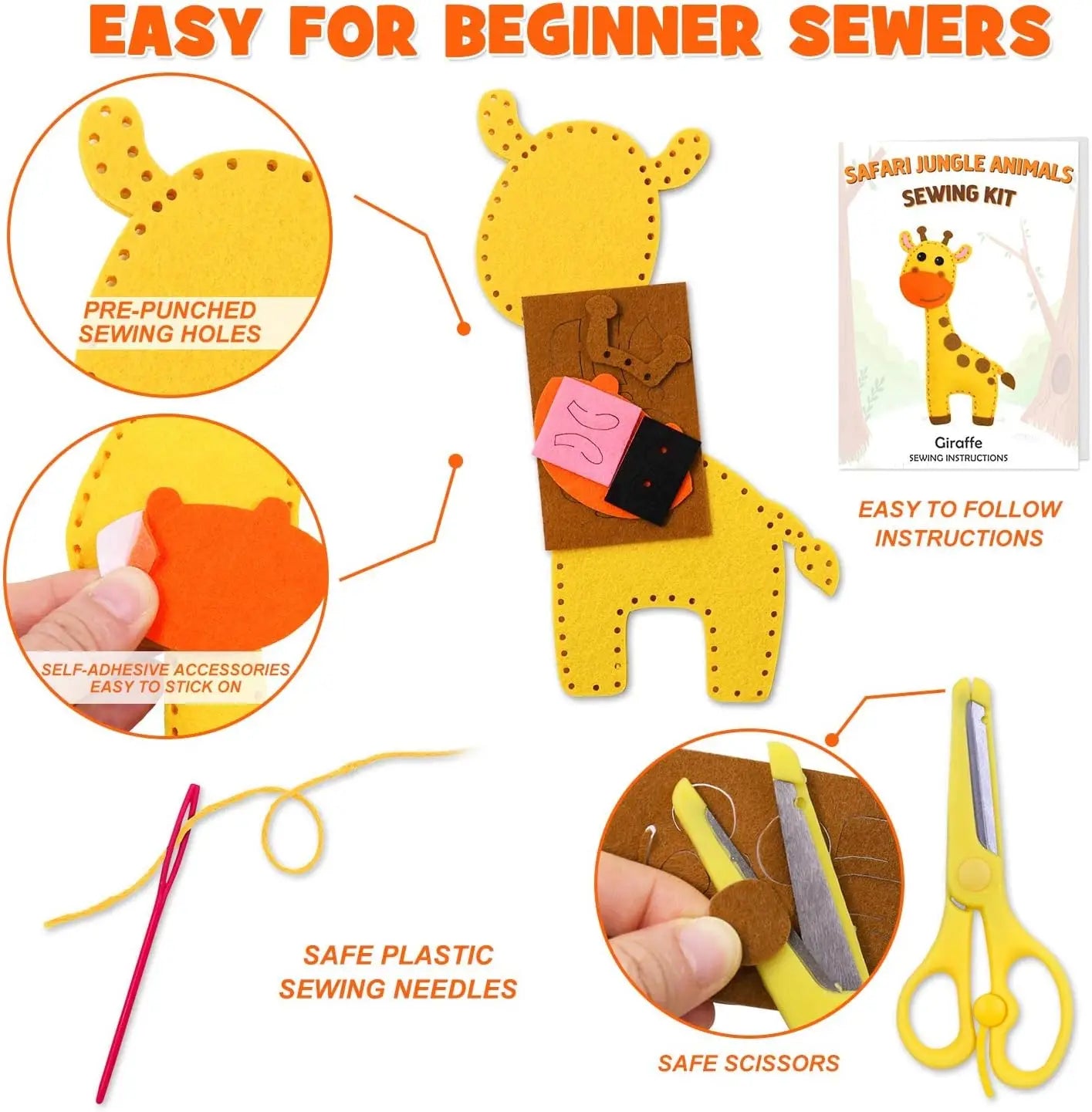 Woodland Animals Craft Kit – DIY Sewing Felt Plush Forest Creatures for Kids Beginners – Educational Arts and Crafts Set with Pre-Cut Felt and Instructions