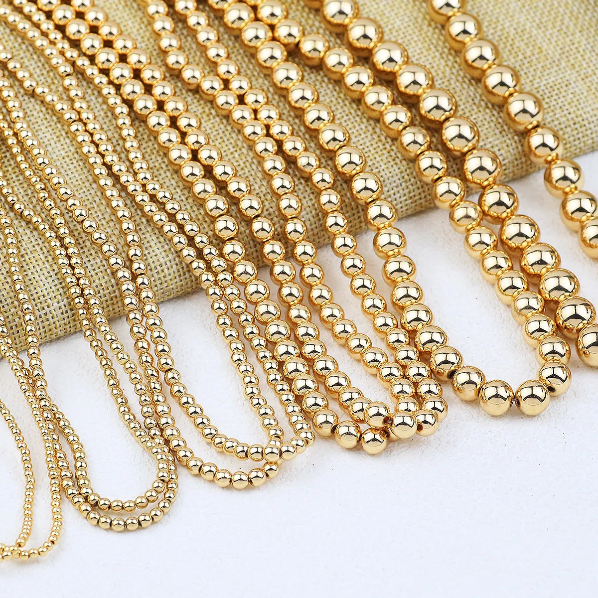 Golden Hematite Round Spacer Beads – Loose Beads for DIY Bracelets, Necklaces, and Jewelry Making