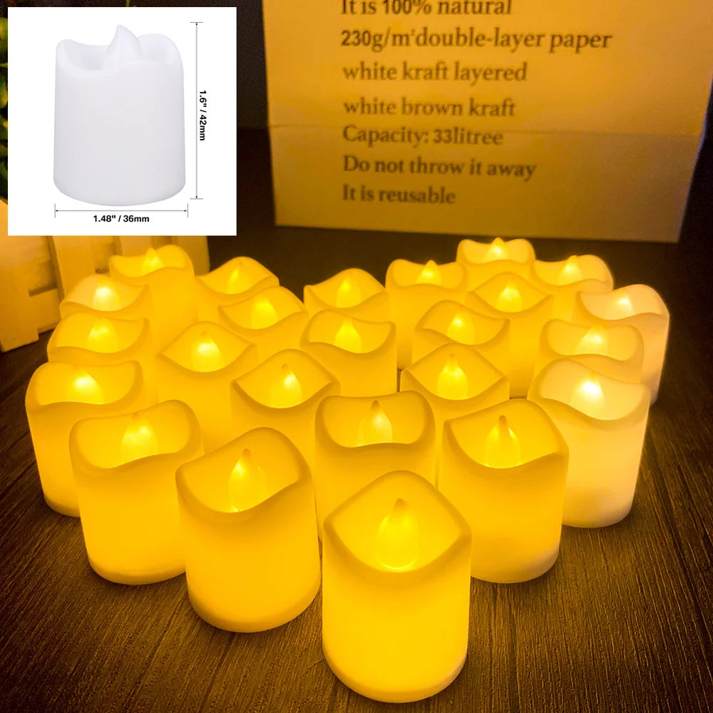 24-Piece Flickering LED Candle Tealights – Flameless Battery Candles with Optional Remote Control for Weddings, Home & Christmas Décor