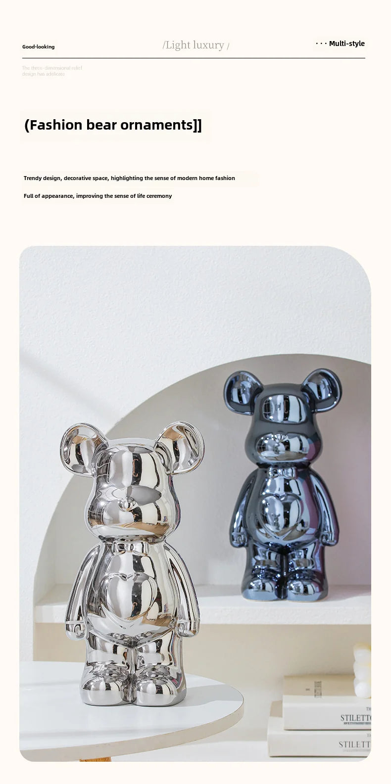 17/27/cm Aesthetic Bear brick Ceramic Staute Teddy Bear decor action figure Sculptures Ornament for room Home Decoration Crafts