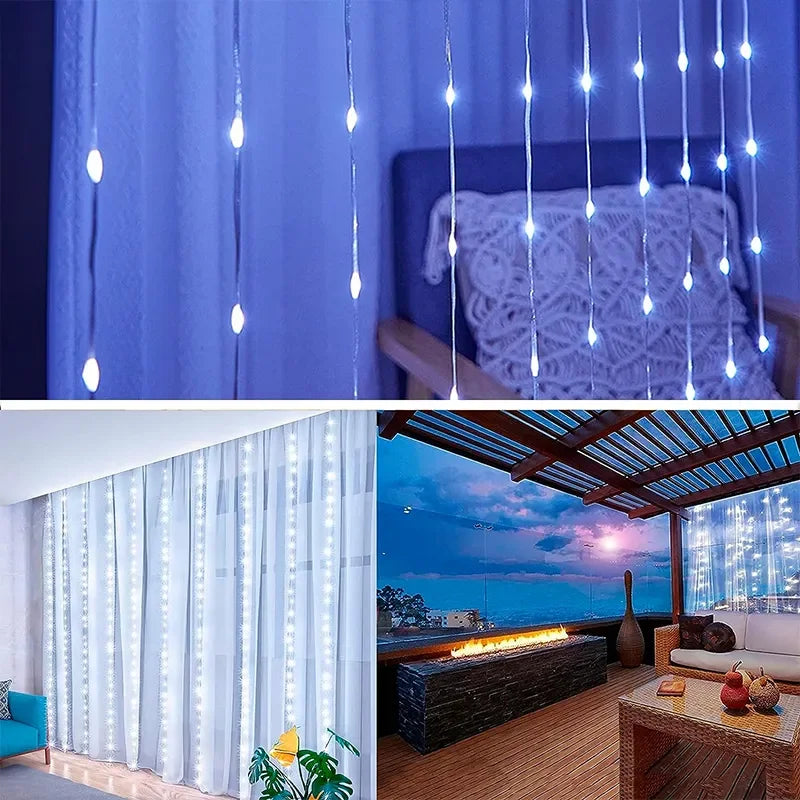 3M LED Curtain String Lights – USB Fairy Lights with 8 Modes for Holiday, Wedding, Party & Home Decor