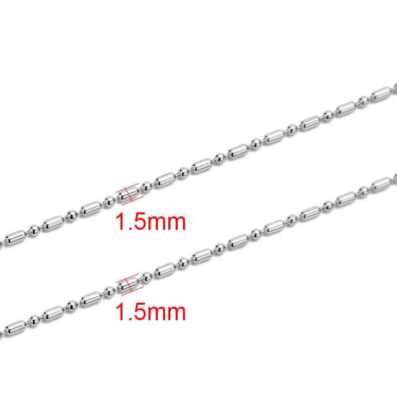 2m Stainless Steel Chains – Gold Color Ball Bead & Cuban Link Chain Bulk for DIY Necklace and Bracelet Making