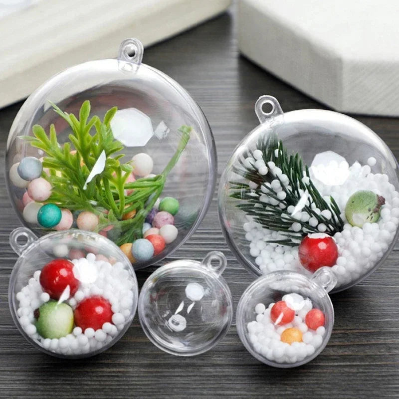 Wholesale Transparent DIY Plastic Ball Ornaments – Fillable Hanging Decoration for Christmas Tree, Wedding & Party Gifts