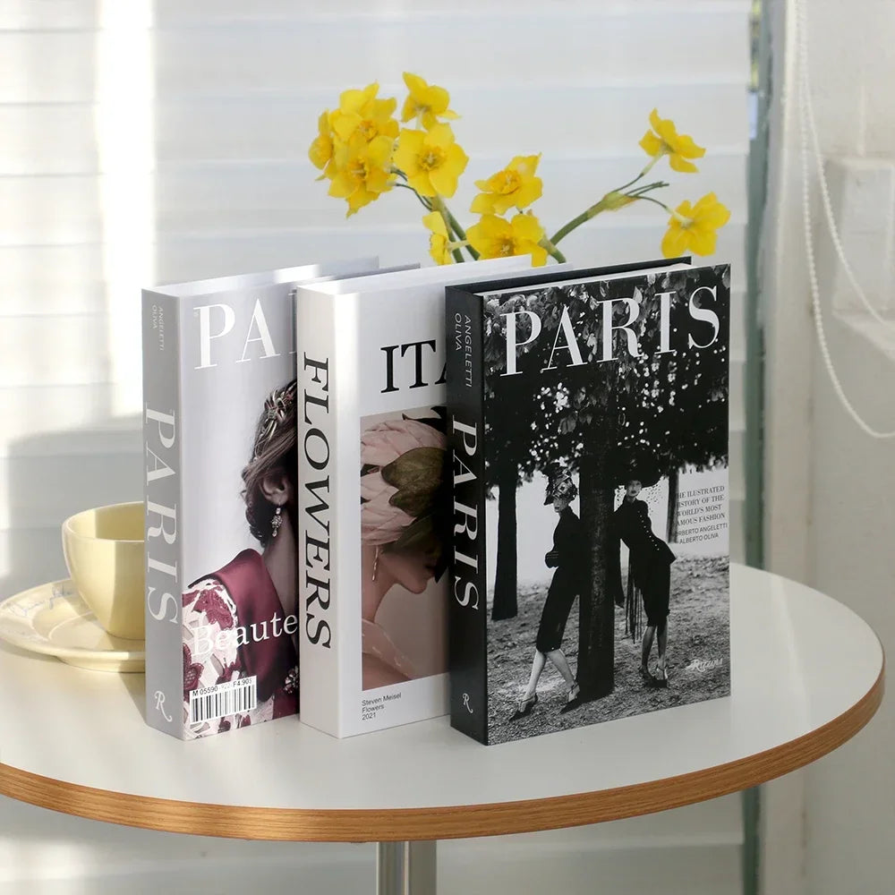 3-Piece Decorative Fake Books – Modern Designer Style Coffee Table Ornaments for Living Room, Hotel, or Office Decor