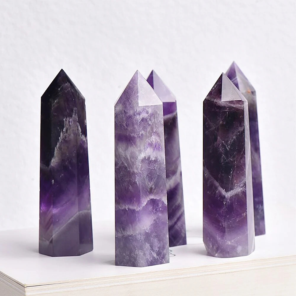 Natural Crystal Point Wand – Rose Quartz, Amethyst & Healing Stones for Witchcraft, Meditation, and Home Decoration