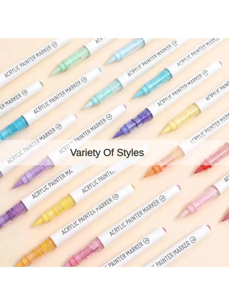 Languo 9-Piece Soft Brush Acrylic Marker Pen Set – DIY Art Markers for Hand Drawing, Painting, and Graffiti (M720)