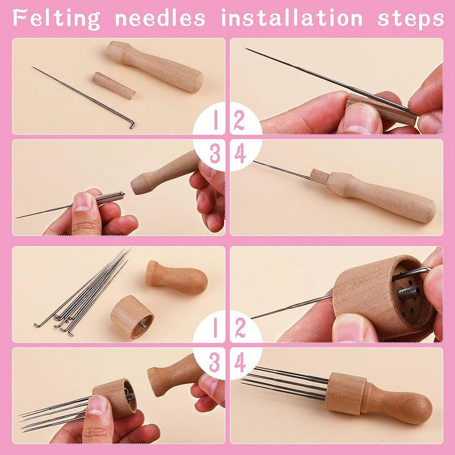 Wool Felting Needles Kit with Wooden Handle Tools Set