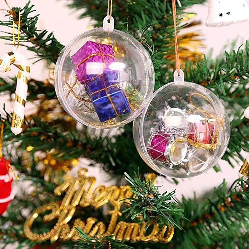 Wholesale Transparent DIY Plastic Ball Ornaments – Fillable Hanging Decoration for Christmas Tree, Wedding & Party Gifts
